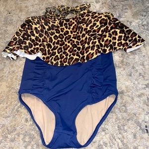 Kortni Jeane CheetahTop/Ruffle Front Bottoms